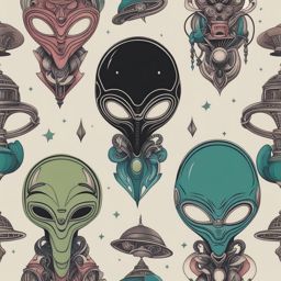 alien tattoo minimalist color design 