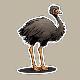 Ostrich cartoon - tall, fast-running bird  cartoon sticker style