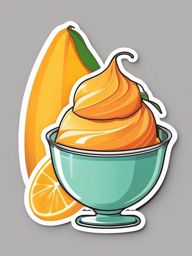 Mango Sorbet Sticker - Refresh your palate with the fruity and icy delight of mango sorbet, , sticker vector art, minimalist design