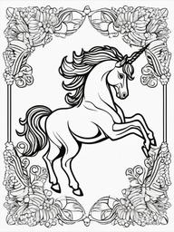 Vintage Unicorn Coloring Pages - Classic Artistic Representation of Unicorns  minimal black outline printable sheet, coloring page