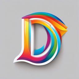 Letter 'D' with rainbow colors clipart.  vector style illustration, white background