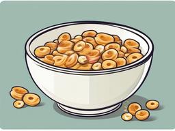 Breakfast clipart - Bowl of cereal with milk.  vector style illustration, white background