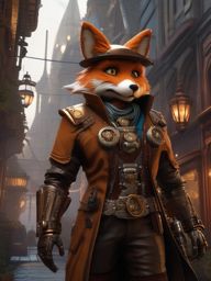 Warforged Scout's Robotic Fox in a Steampunk City detailed matte painting, deep color, fantastical, intricate detail, splash screen, complementary colors, fantasy concept art, 8k resolution trending on artstation unreal engine 5