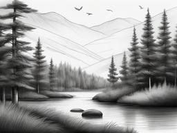 simple pencil drawings of nature  minimal rough sketch scribbles,doodles,black and white