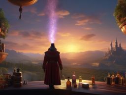 Alchemist brews a potion that allows people to see their future, but the visions are filled with uncertainty.  8k, hyper realistic, cinematic