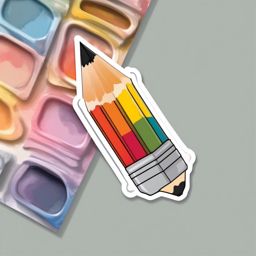 Pencil and Paint Palette Sticker - Pencil paired with an artist's paint palette, ,vector color sticker art,minimal