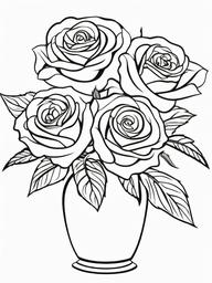 Rose Coloring Pages - Rose in a vase  simple coloring pages