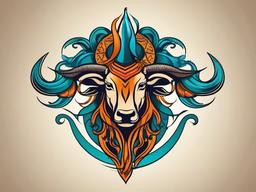 aquarius and taurus combined tattoo  simple vector color tattoo