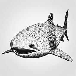 drawing of Whale shark  minimal rough sketch scribbles,doodles,black and white