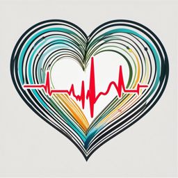 Clipart of a Heartbeat - Heartbeat symbol for health and wellness,  color vector clipart, minimal style