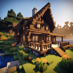 cozy log cabin in a serene lakeside setting - minecraft house ideas minecraft block style