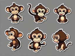 Monkey cartoon - playful primate with a tail  cartoon sticker style