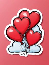 Heart Balloon Bouquet Emoji Sticker - Floating on clouds of love, , sticker vector art, minimalist design