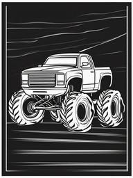 Monster Truck Drifting Coloring Pages - Trucks Drifting Around Corners  minimal black outline printable sheet, coloring page