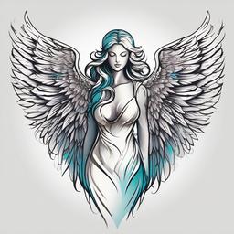 Tattoo Angel with Wings-Choosing an ethereal design with an angel and wings tattoo, symbolizing spiritual freedom and divine guidance.  simple vector color tattoo