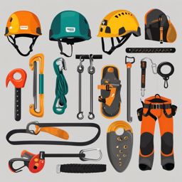 Rock Climbing Gear Clipart - Rock climbing gear essential for safety.  color vector clipart, minimal style