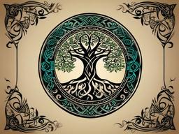 viking tree of life tattoo  simple vector color tattoo