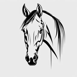 half horse face tattoo  simple tattoo,minimalist,white background