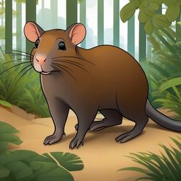 Agouti cartoon - small, forest-dwelling rodent with a sleek body  