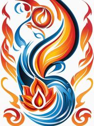 fire and water symbol tattoo  simple color tattoo,white background