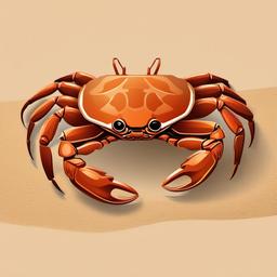 Crab clipart - realistic crab crawling on sand  color,minimalist,vector clipart