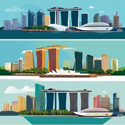 Singapore clipart - Marina Bay Sands and Singapore skyline,  color vector clipart