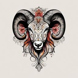 aries flower tattoo  simple vector color tattoo