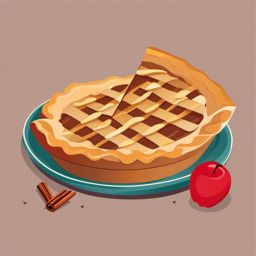 Apple Pie Slice with Cinnamon Clipart - A slice of apple pie with a sprinkle of cinnamon.  color vector clipart, minimal style