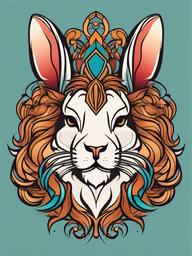 lionhead rabbit tattoo  minimalist color tattoo, vector