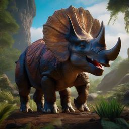 Triceratops Calf with a Time Traveling Druid detailed matte painting, deep color, fantastical, intricate detail, splash screen, complementary colors, fantasy concept art, 8k resolution trending on artstation unreal engine 5