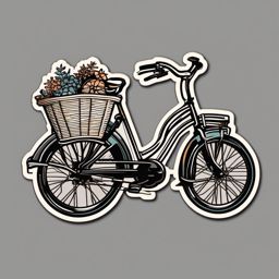 Bicycle Basket Sticker - Essentials on the go, ,vector color sticker art,minimal
