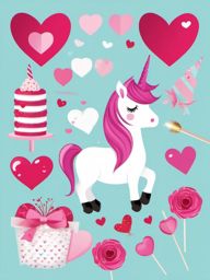 Unicorn Valentine Clipart - Sweet and romantic unicorn-themed illustrations perfect for Valentine's Day.  vector art, clipart, minimal