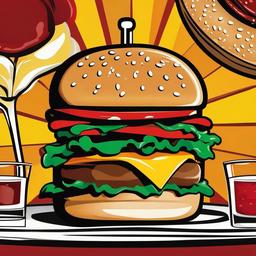 Burger clipart - burger in a fun restaurant setting  