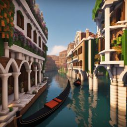 venetian canal city with elegant gondolas - minecraft house design ideas 