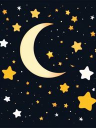 Moon and Stars Emoji Sticker - Nighttime magic, , sticker vector art, minimalist design