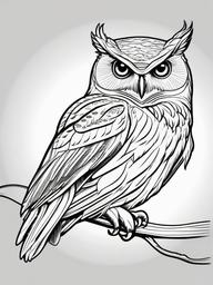 Owl Coloring Pages - Owl with a frog  simple coloring pages