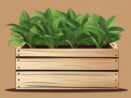 Plant clipart - plant in a wooden crate at a farmer’s market  color,minimalist,vector clipart