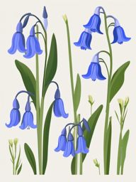 Tundra Bluebell Clip Art - Bluebell flowers in the Arctic tundra,  color vector clipart, minimal style