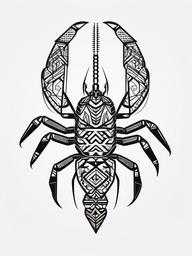 Geometric Scorpion Tattoo - Explore the fusion of geometry and nature with a scorpion tattoo featuring geometric patterns.  simple vector color tattoo,minimal,white background