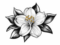 Jonquil flower tattoo, Tattoos inspired by the vibrant and fragrant jonquil flower.  vivid colors, white background, tattoo design