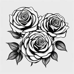 3 Black Roses Tattoo-Celebration of mystery and unity with a trio of black roses in a 3 black roses tattoo, symbolizing the beauty of the bloom.  simple vector color tattoo