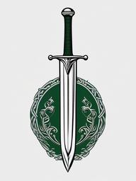 irish sword tattoo  simple color tattoo,minimal,white background