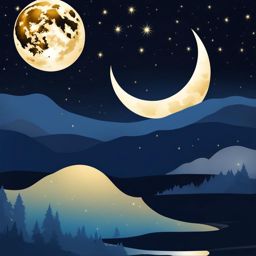 moon clipart transparent background in a starry night - casting a serene glow. 