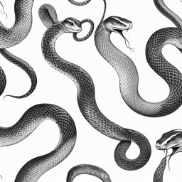 Small snake tattoo, Delicate and subtle snake tattoos, often chosen for their elegance. colors, tattoo patterns, clean white background