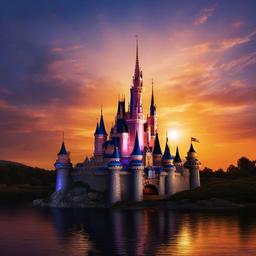 Disney clipart - Disney castle against a sunset  