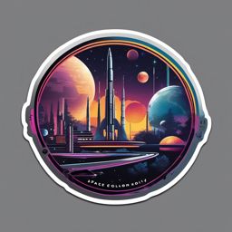 Space Colony Habitat Sticker - Transport yourself to the future with the space-age and habitat-inspired sticker, , sticker vector art, minimalist design