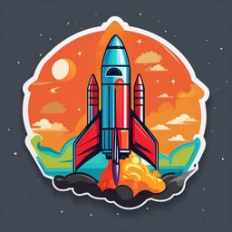 Rocket Launch Sticker - Ready for liftoff, ,vector color sticker art,minimal