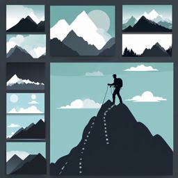 Mountain Climber's Progress clipart - Making progress up the peak, ,vector color clipart,minimal