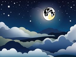 moon clipart - a serene and crescent moon shining in the night. 