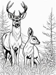 Deer Coloring Pages - Deer and a rabbit sharing a quiet moment  simple coloring pages